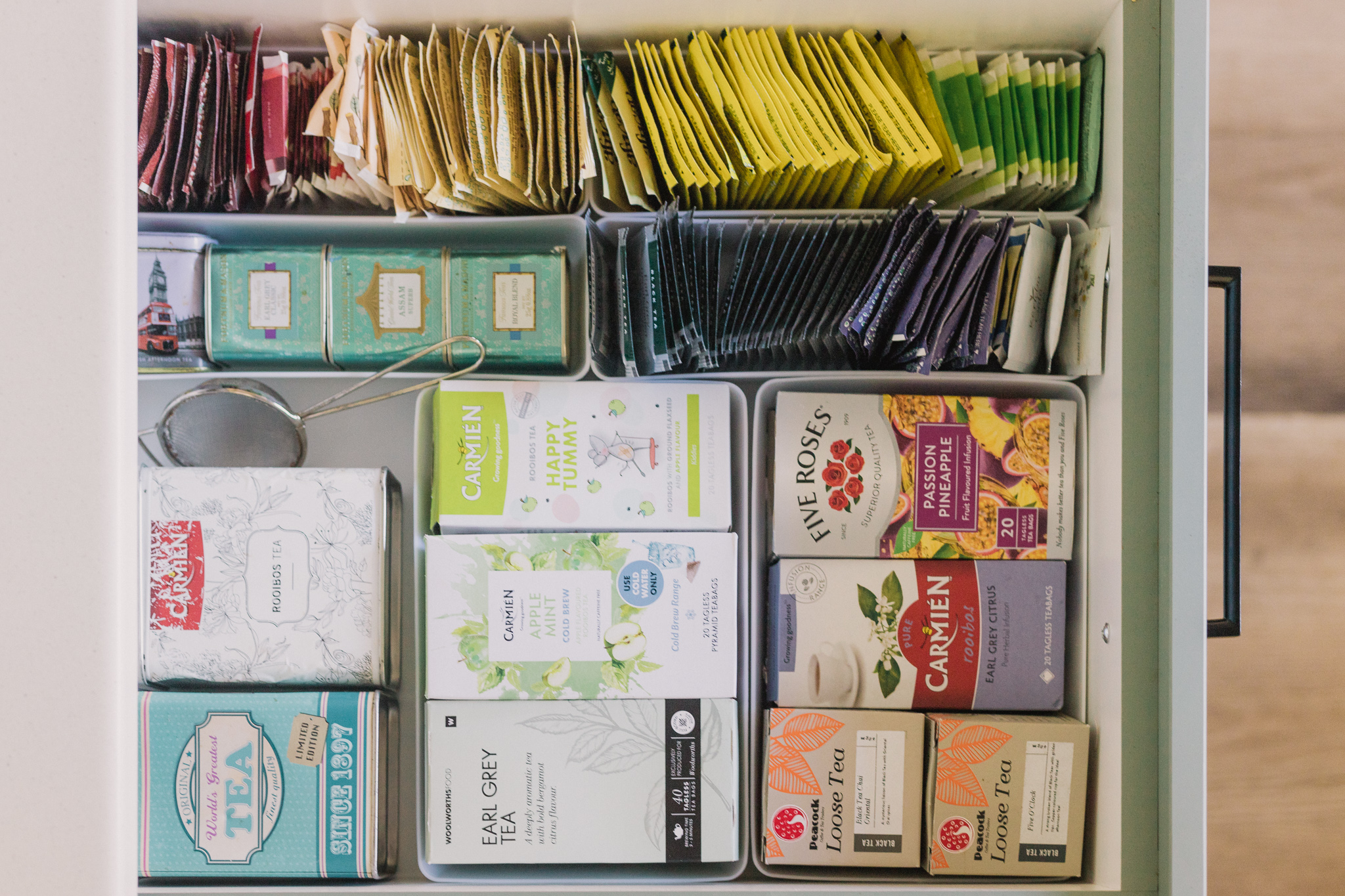 After sorted selection of teas cupboard